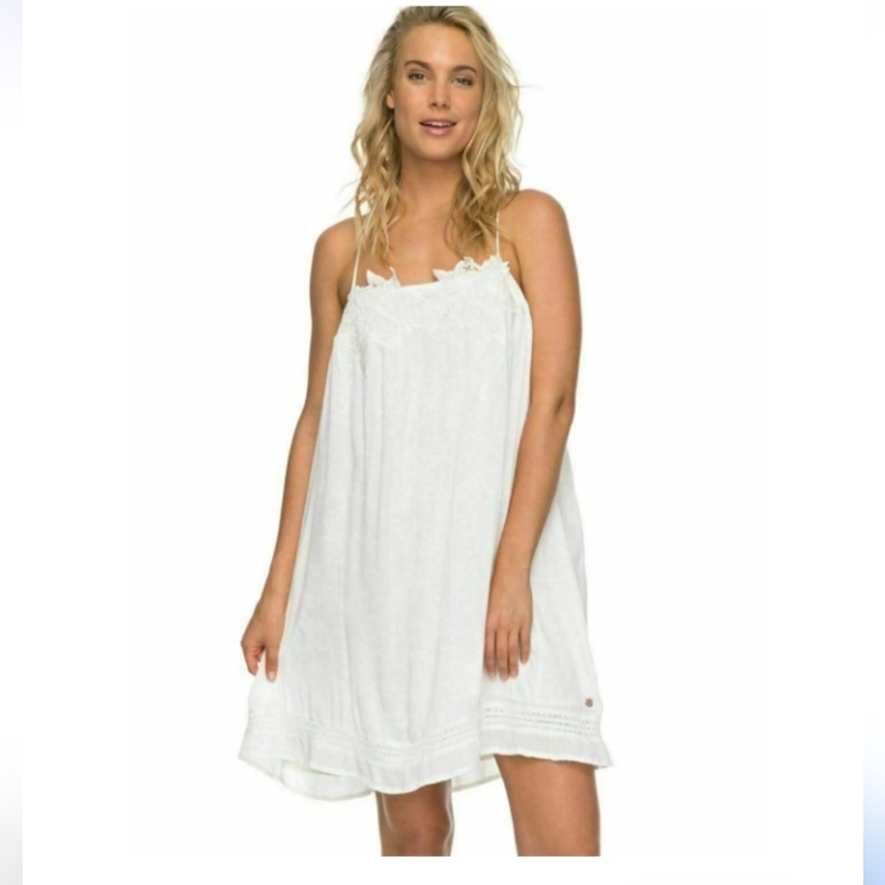 Roxy Ivory Embroidered Where Do We Belong Dress Size Small NWT